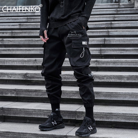 CHAIFENKO Hip Hop Cargo Pants Men Fashion Harajuku Harem Pant Black Streetwear Joggers Sweatpant Multi-Pocket Casual Mens Pants