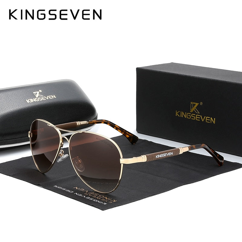 KINGSEVEN 2021 New Trend Quality Titanium Alloy Men's Sunglasses Polarized Sun glasses Women Pilot Mirror Eyewear Oculos de sol