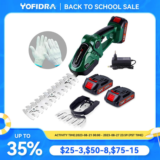 Yofidra 24V 2 in 1 Electric Hedge Trimmer 20000rpm Household Lawn Mower  Garden Bush Scissors Grass Scissors Power Tool