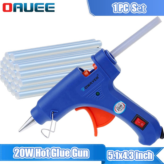 20W Glue Gun Mini Hot Melt Glue Gun Electric Heat Temperature Gun Repair Tool Set With Transparent Glue Stick 7x100mm Power Tool