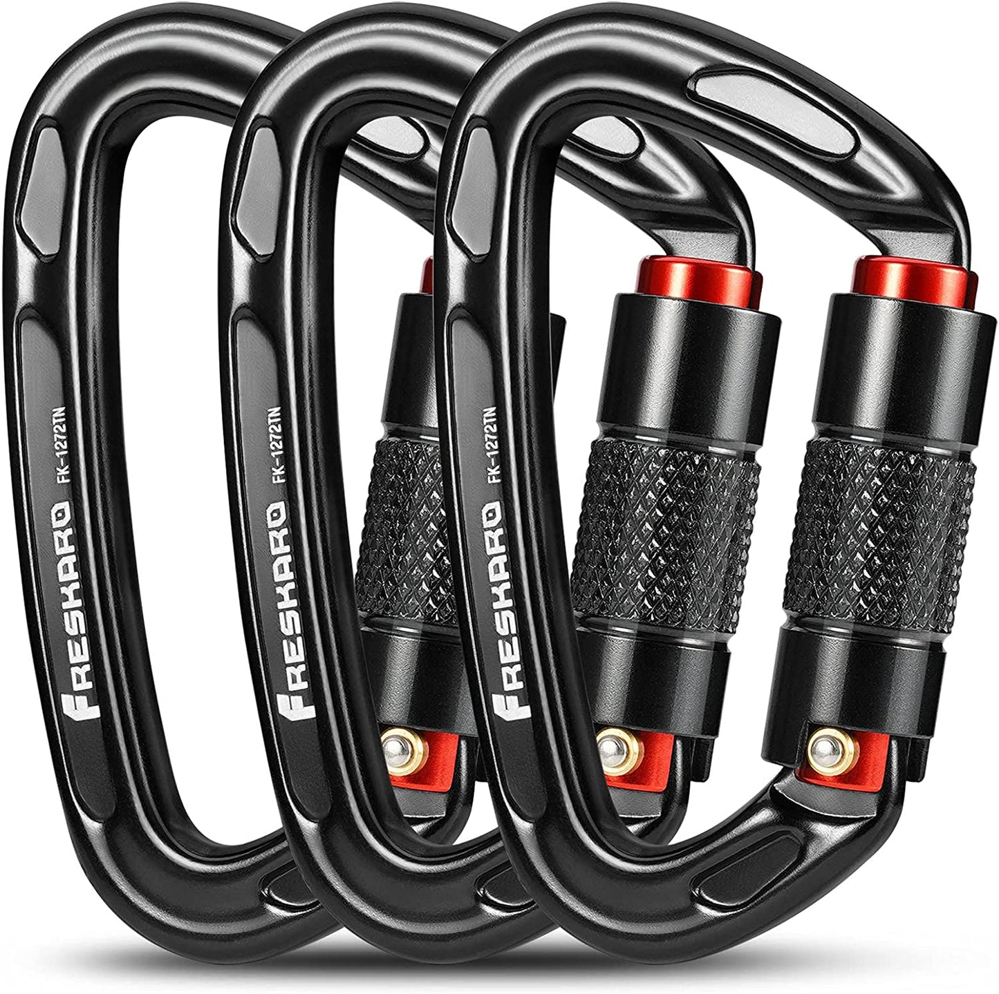 UIAA Certified 25KN Auto Locking Climbing Carabiner Clips, Twist Lock, and Heavy Duty Carabiners for Rock Climbing, Rappelling, and Mountaineering, D Shaped 3.93 Inch, Large Size, Black