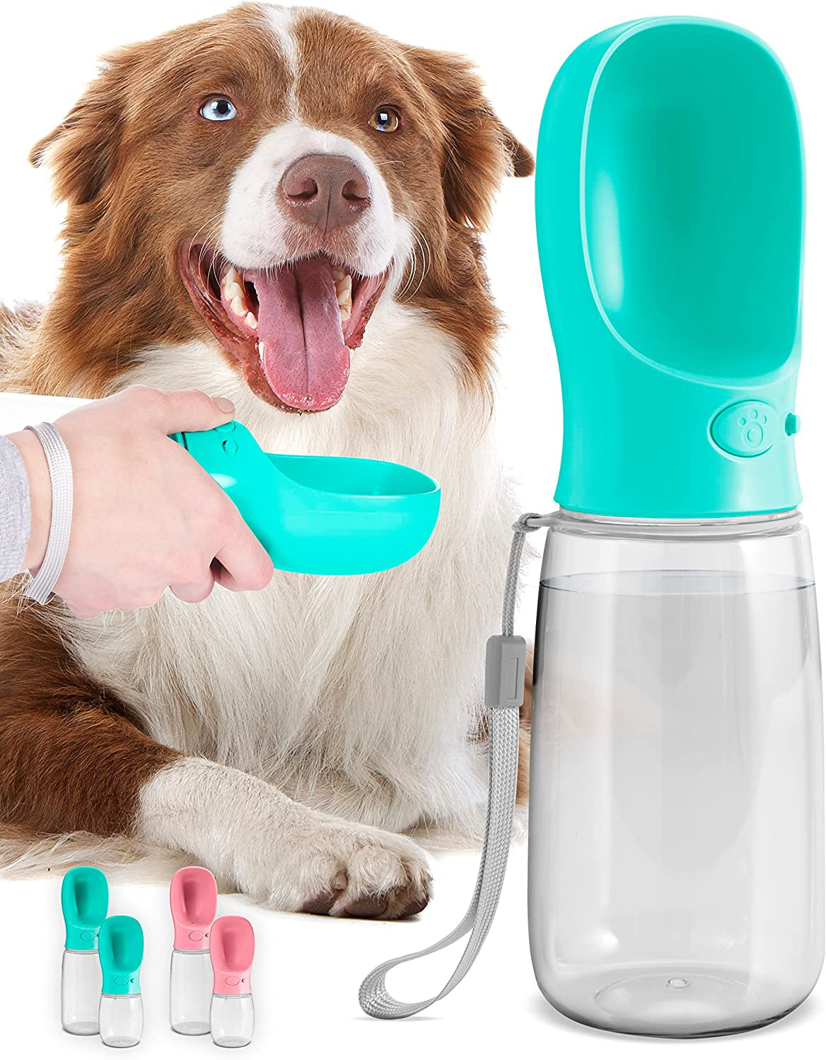 Dog Water Bottle, Leak Proof Portable Travel Dog Water Dispenser - Perfect Puppy Drinking Bowl on the Go for Outdoor Walking and Hiking - Pet Accessories (19Oz, Blue)