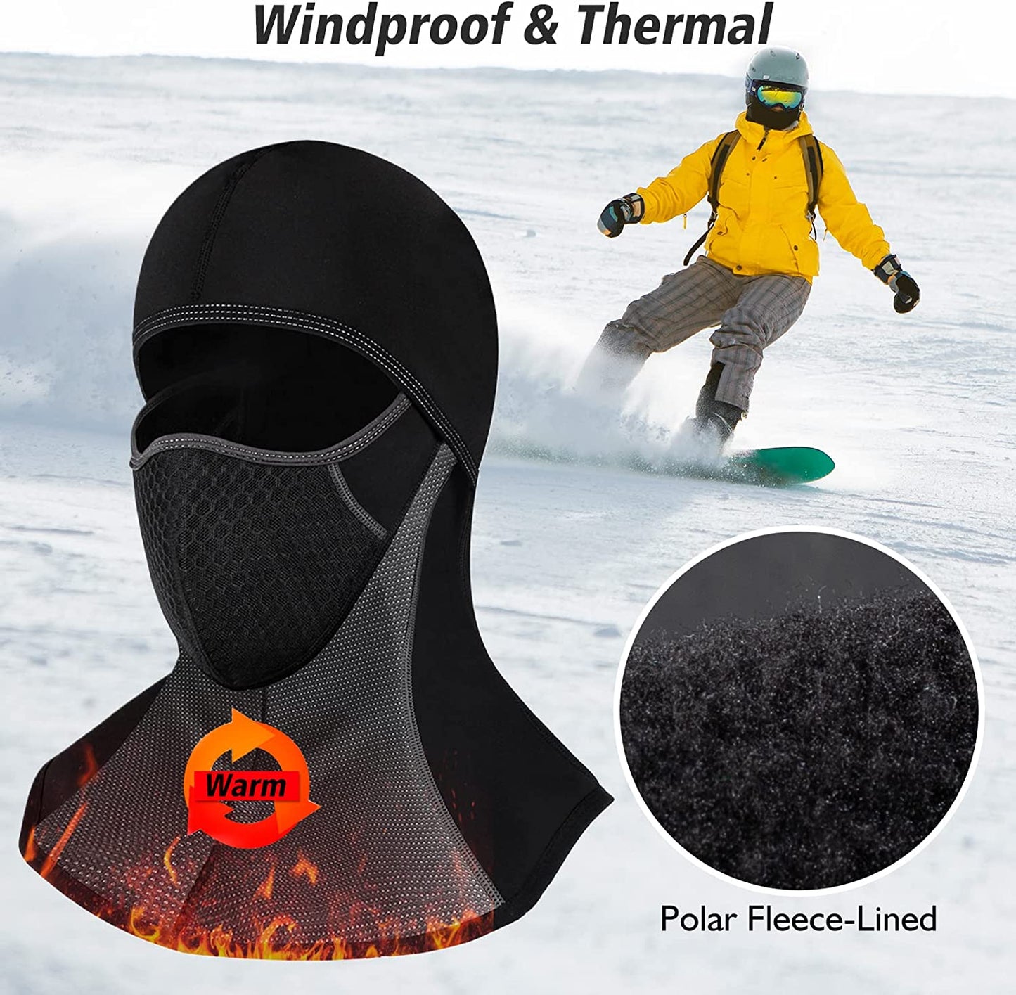 Balaclava Face Mask for Motorcycle Motorbike Cycling Winter Full Face Masks Thermal Polar Fleece for Men Women