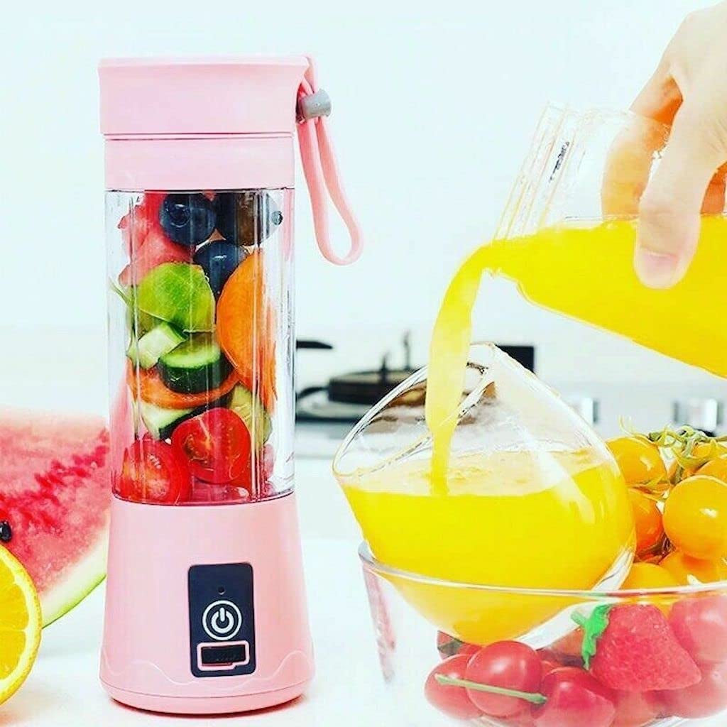 Portable Blender, 13Oz Six 3D Juice Cup, Personal Mixer Fruit Rechargeable with USB, Mini Blender Shakes and Smoothies Portable Smoothie Blender (Pink Appearance)